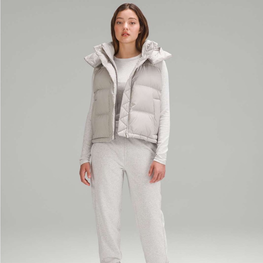 New Lululemon Wunder Puff Cropped Vest Heathered Natural Ivory Size 8